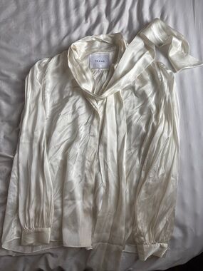 FRAME Silk Tie Front Blouse